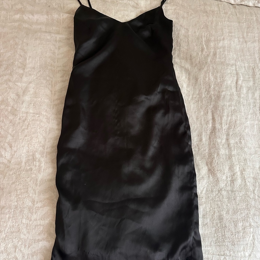 Black Satin Slip Mini Dress